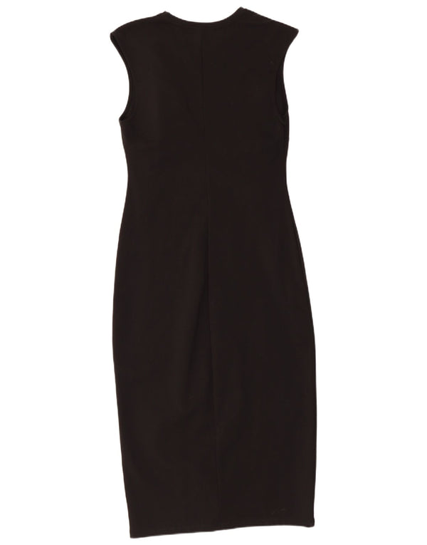 Zara Womens Sleeveless Slim Fit Sheath Dress UK 14 Large Black