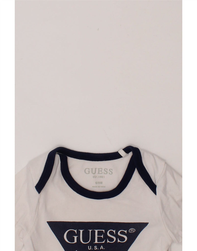 GUESS Baby Boys Graphic Long Sleeve Bodysuit 6-9 Months White Cotton Vintage Guess and Second-Hand Guess from Messina Hembry 