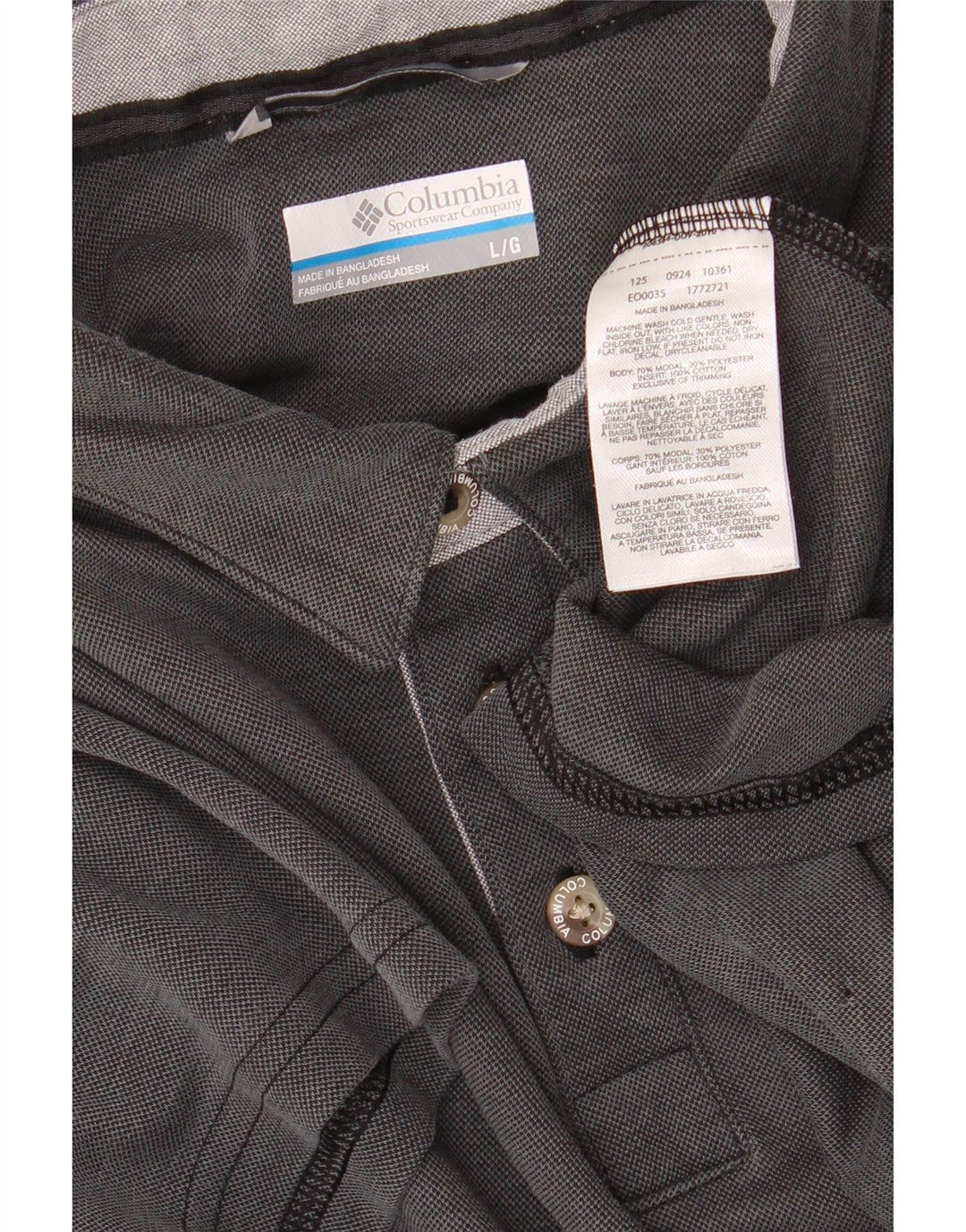 Columbia Mens Polo Shirt Large Grey Modal