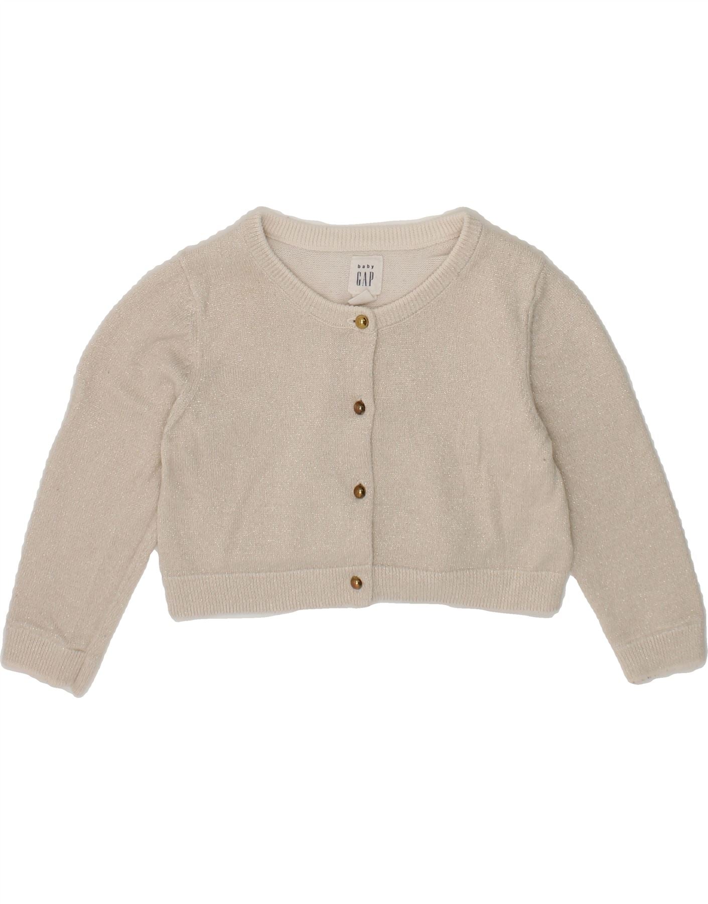 GAP Baby Girls Crop Cardigan Sweater 6 9 Months Beige Cotton