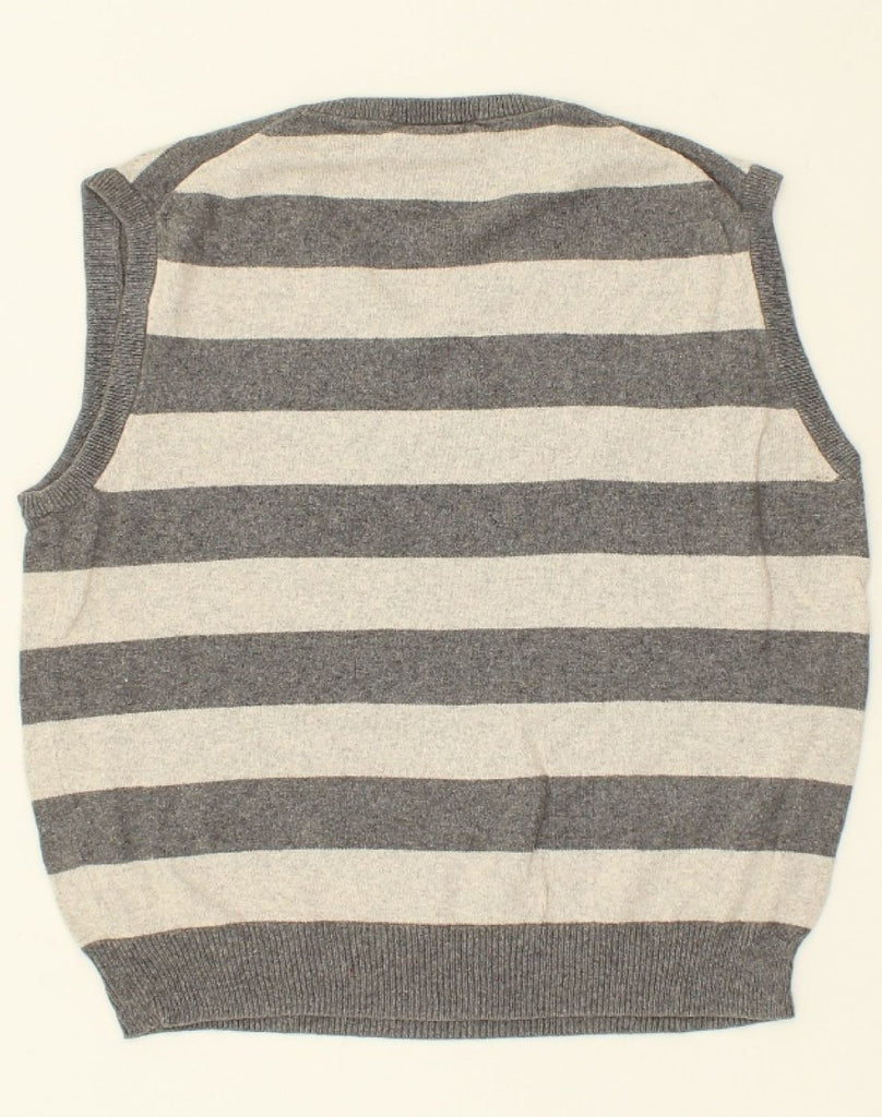 J. CREW Mens Vest Tank Top Small Grey Striped Cotton | Vintage J. Crew | Thrift | Second-Hand J. Crew | Used Clothing | Messina Hembry 