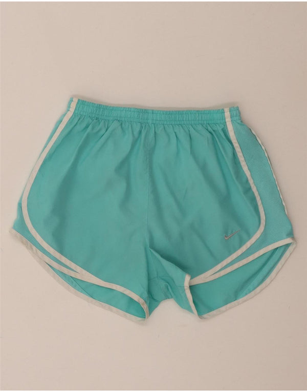 Nike Womens Dri Fit Sport Shorts UK 8 Small Turquoise Polyester