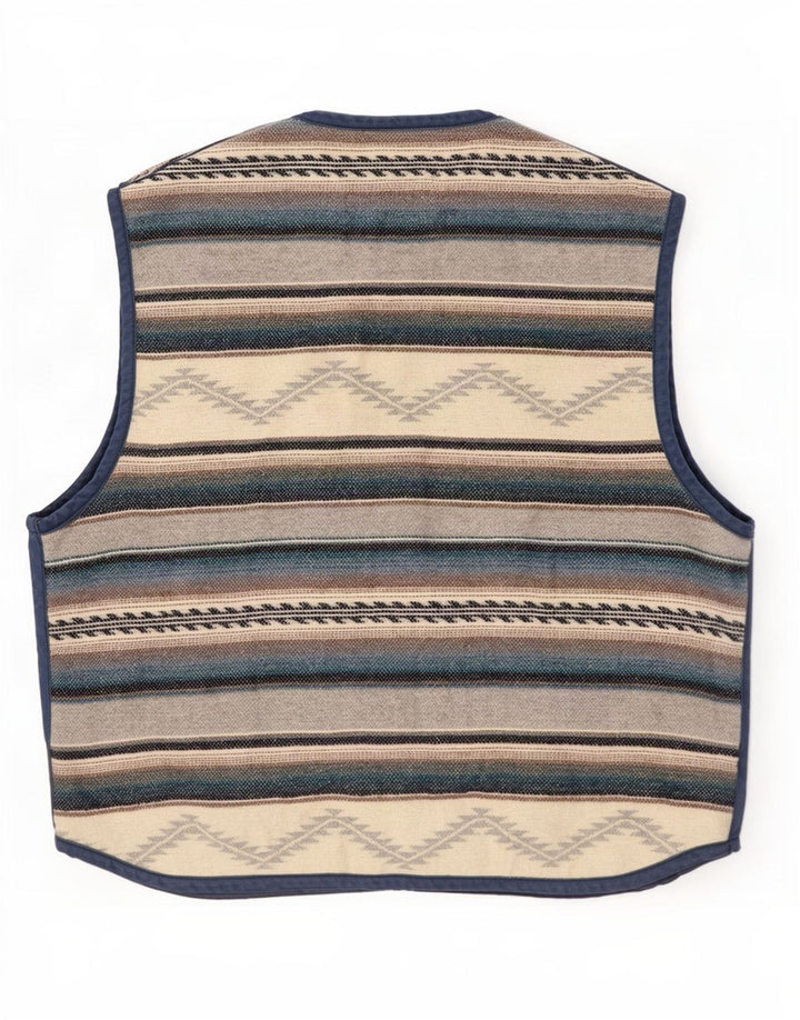 Multiblu Mens Waistcoat Large Blue Striped Wool