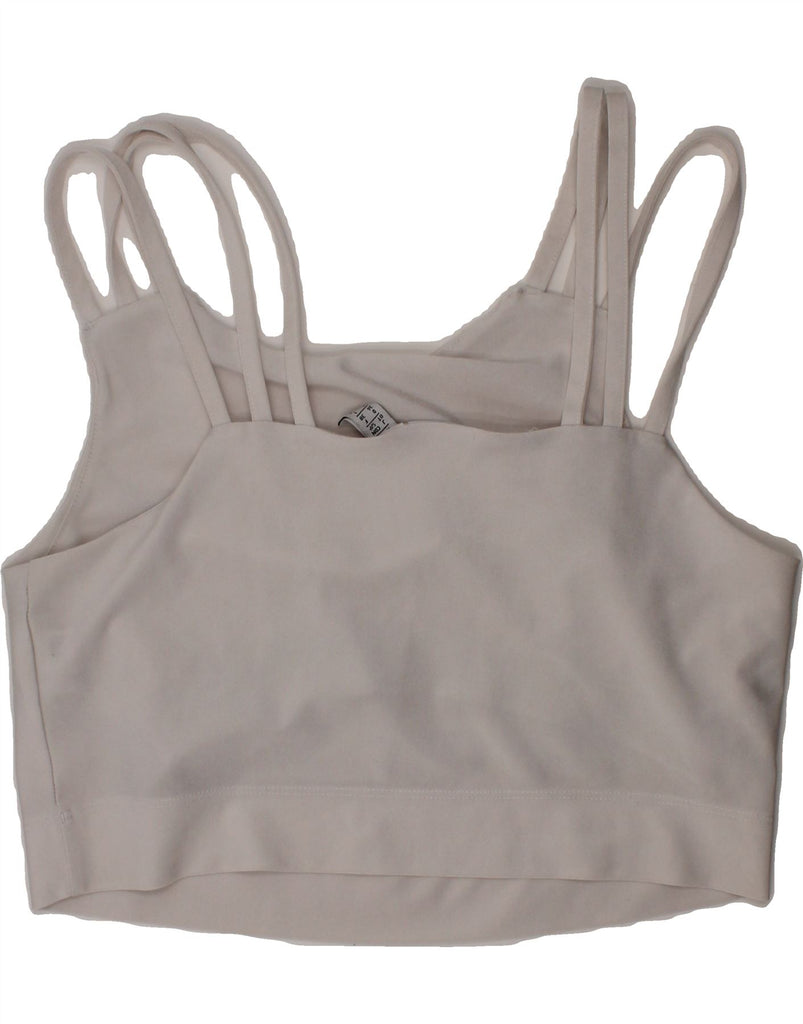 ADIDAS Womens Sport Bra Top UK 10 Small White Polyester Vintage Adidas and Second-Hand Adidas from Messina Hembry 