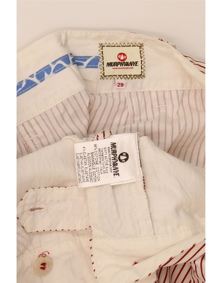 MURPHY & NYE Womens Straight Skirt W32 Large  White Pinstripe Cotton