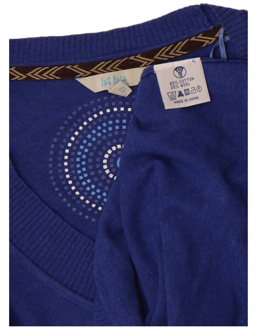 Fat Face Mens Boat Neck Jumper Sweater UK 12 Medium  Blue Cotton