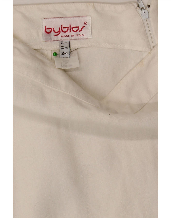 Byblos Womens Pencil Skirt IT 40 Small W28  White Linen