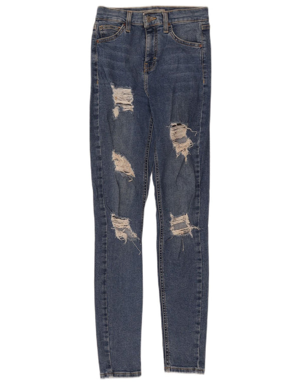 Topshop Womens Jamie Distressed Skinny Jeans W26 L29 Blue