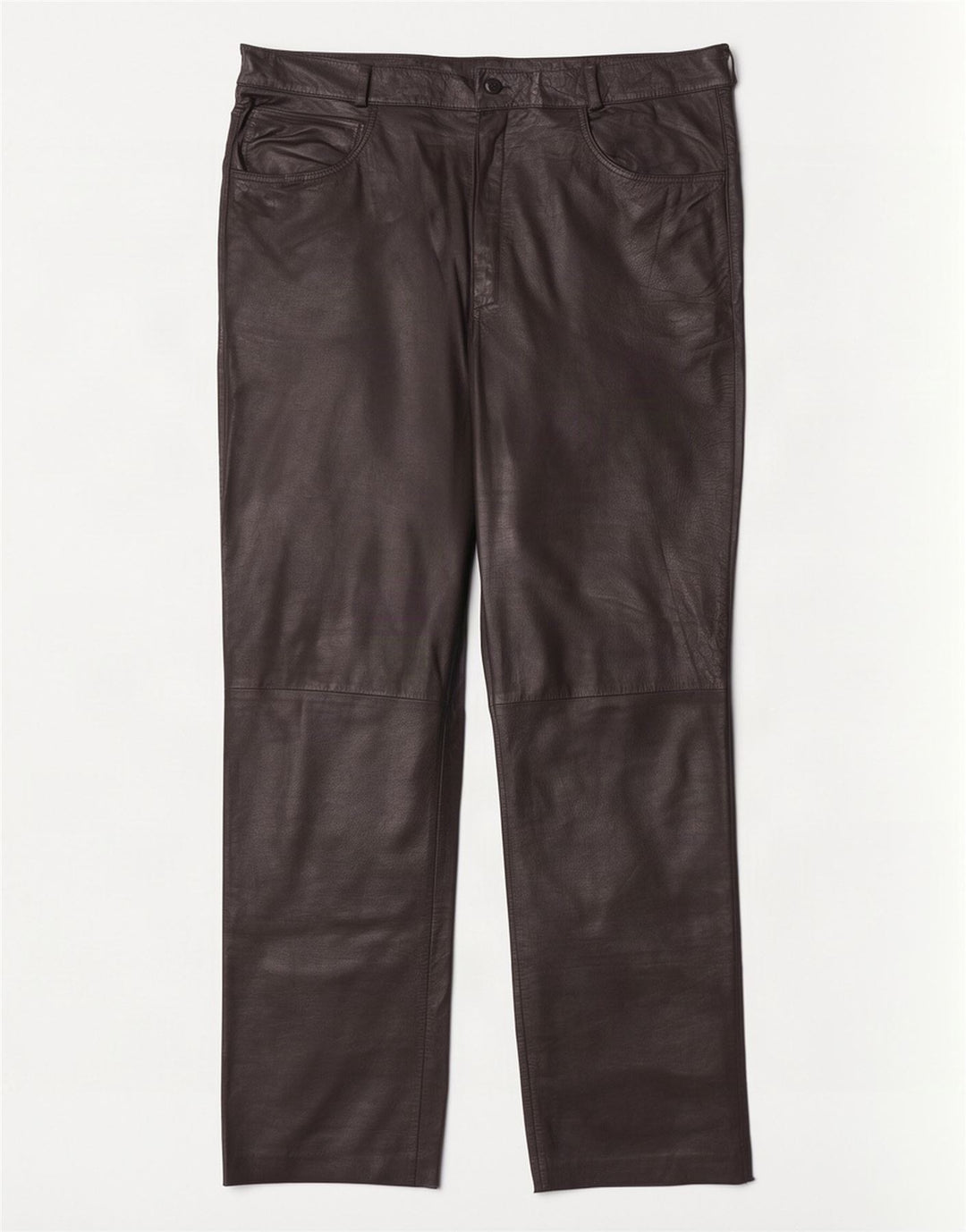 Vintage Womens Straight Leather Trousers W36 L32 Black