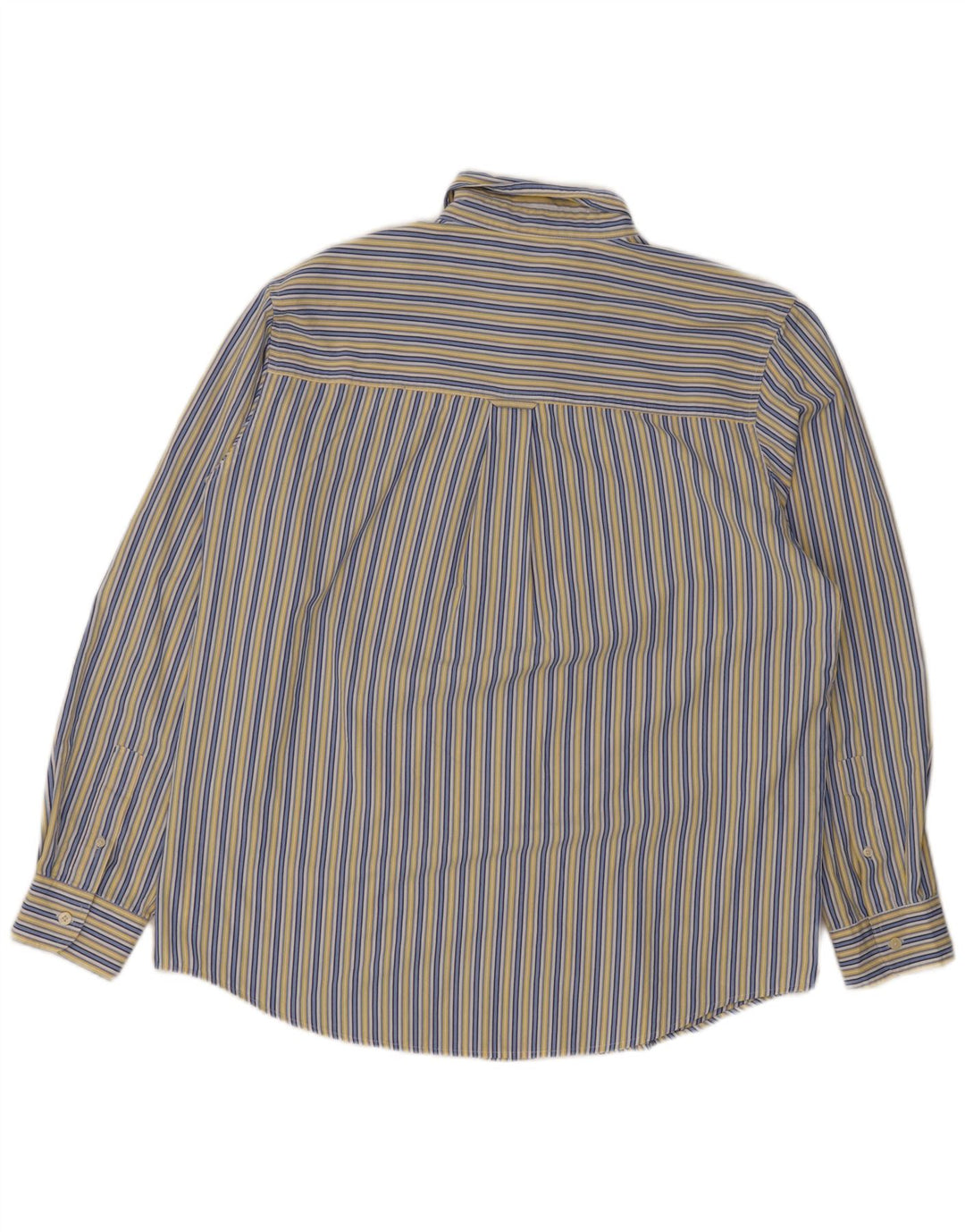 Chaps Mens Regular Fit Shirt Large Blue Striped Cotton