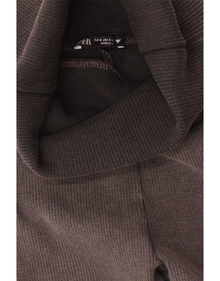 Zara Womens Flare Leggings UK 8 Small  Grey Cotton
