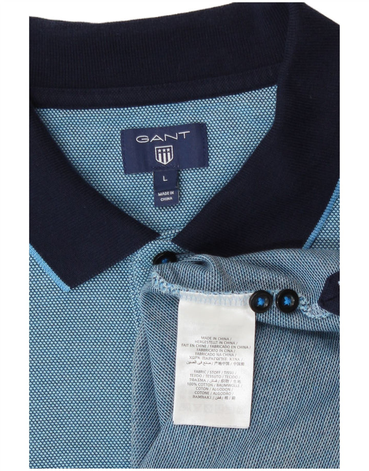 Gant Mens Polo Shirt Large Blue Colourblock Cotton