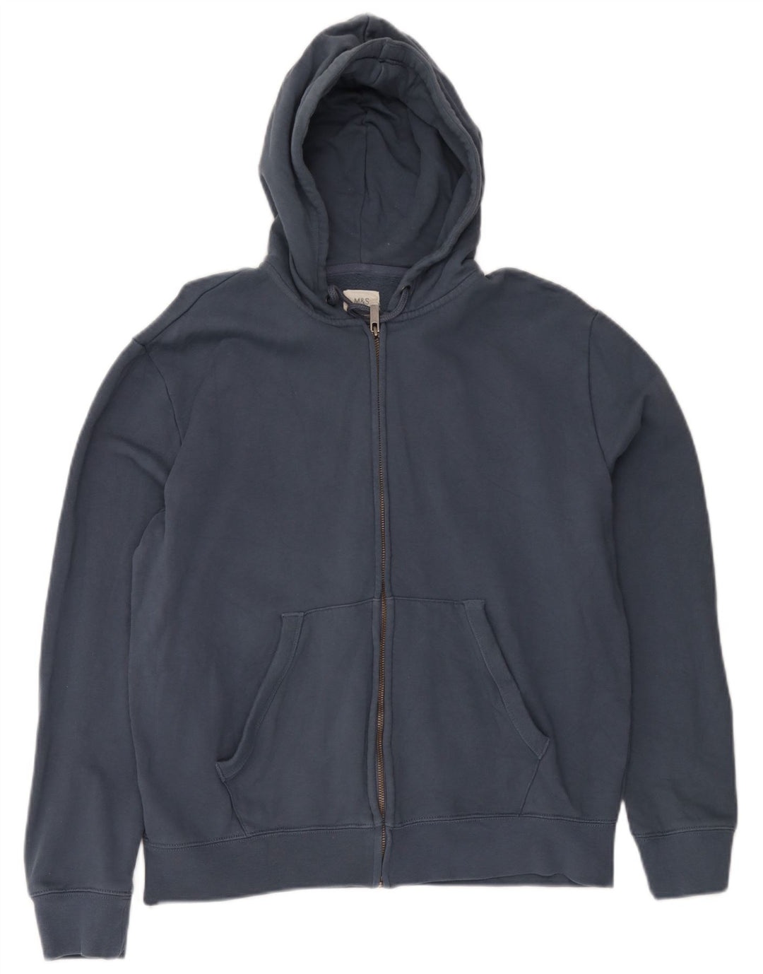 Marks & Spencer Mens Zip Hoodie Sweater Medium Navy Blue Cotton