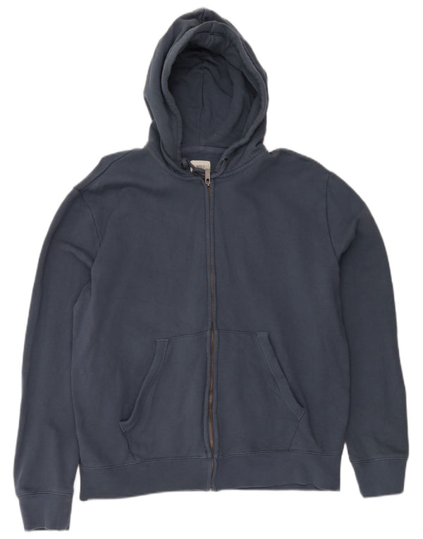 Marks & Spencer Mens Zip Hoodie Sweater Medium Navy Blue Cotton