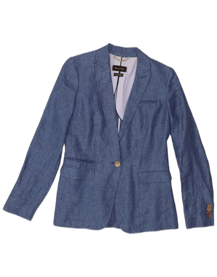 Massimo Dutti Womens 1 Button Blazer Jacket EU 36 XS Blue