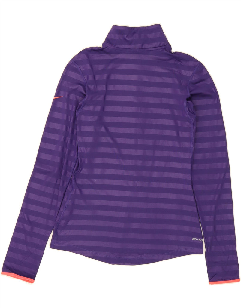 NIKE Womens Dri Fit Pullover Tracksuit Top UK 10 Small Purple Striped Vintage Nike and Second-Hand Nike from Messina Hembry 