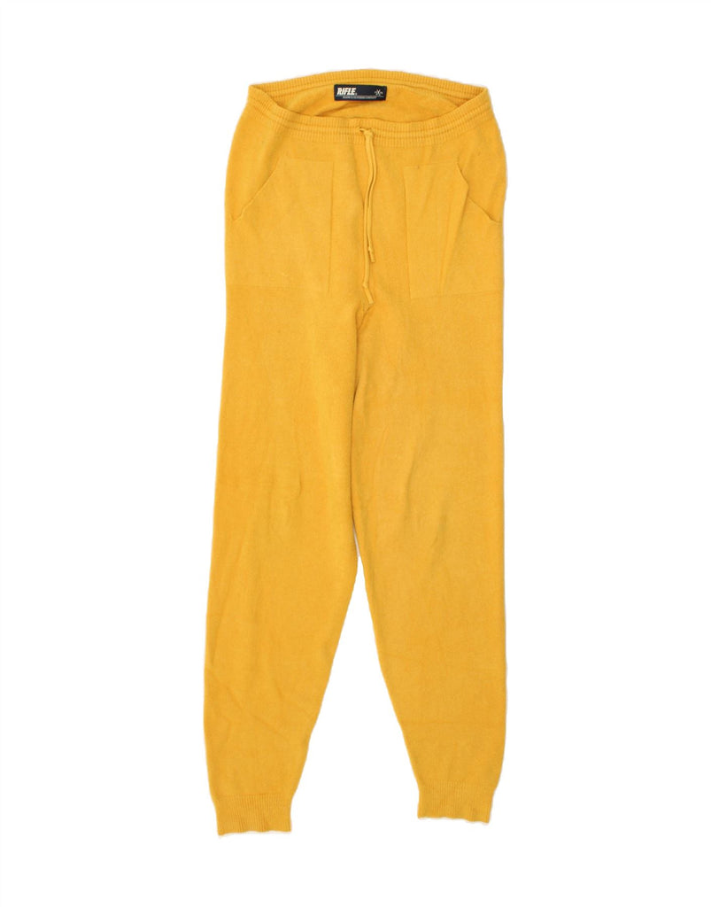 RIFLE Womens Tracksuit Trousers Joggers UK 14 Large Yellow Viscose | Vintage Rifle | Thrift | Second-Hand Rifle | Used Clothing | Messina Hembry 