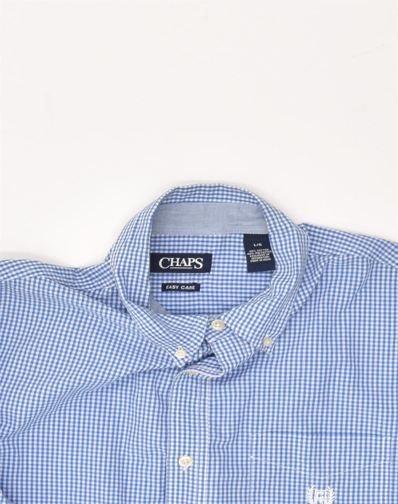 CHAPS Mens Shirt Large Blue Gingham Cotton | Vintage Chaps | Thrift | Second-Hand Chaps | Used Clothing | Messina Hembry 