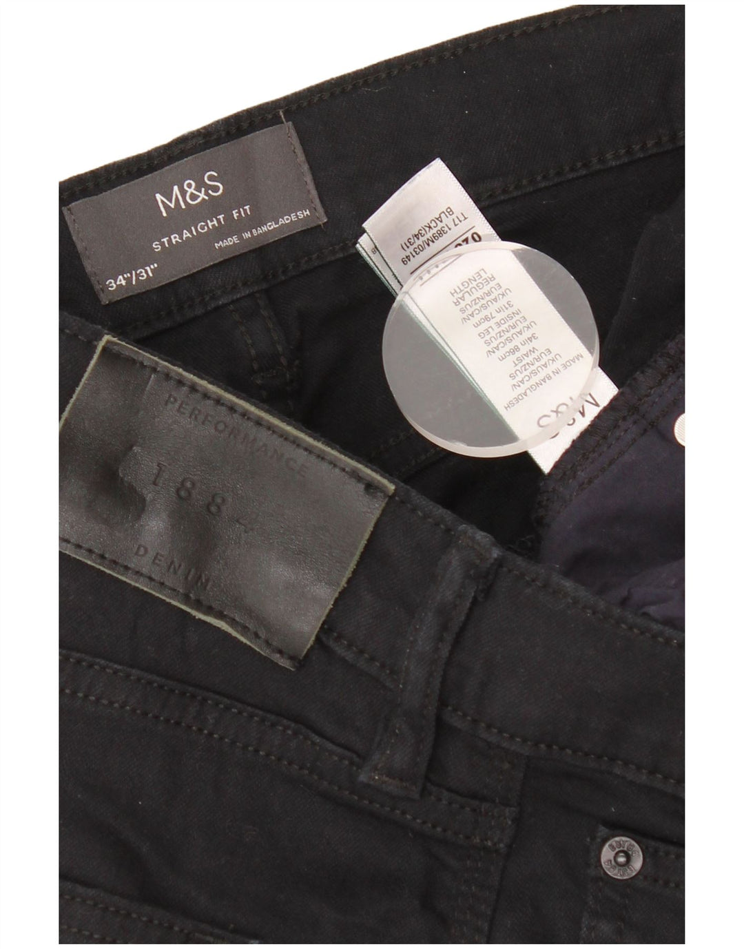 MARKS & SPENCER Mens Straight Jeans W34 L31 Black Cotton