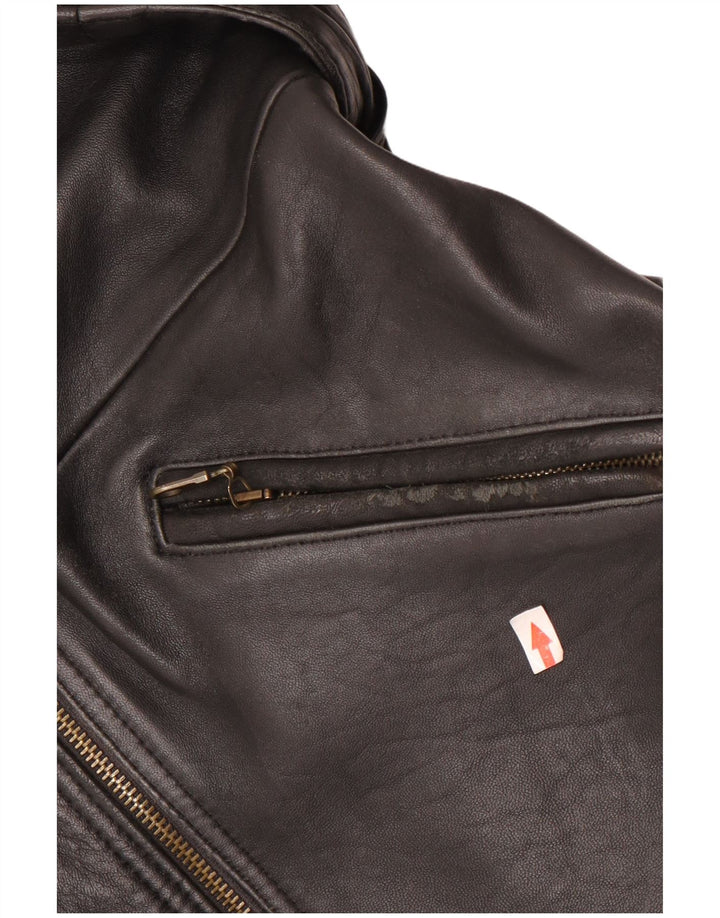 Joy Womens Oversized Leather Jacket IT 42 Medium Black
