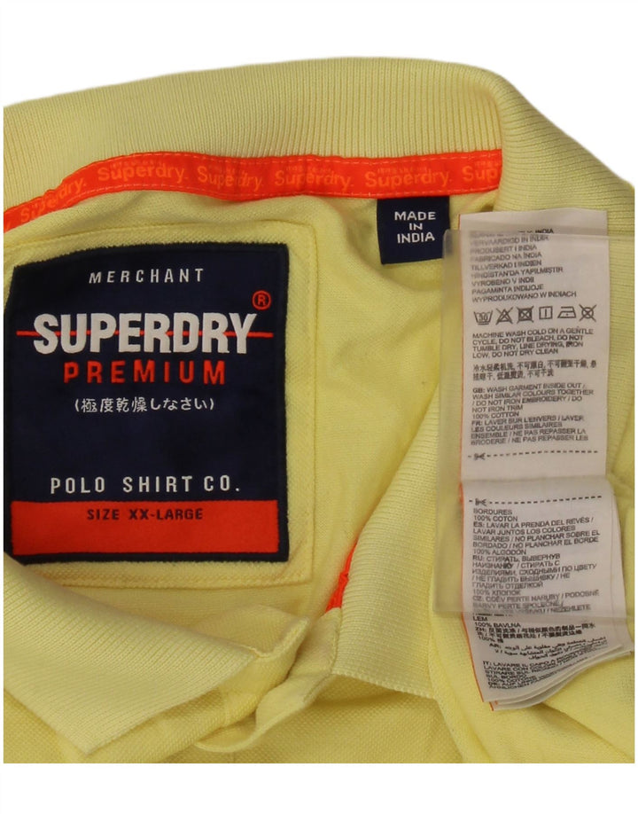 Superdry Mens Polo Shirt 2XL Yellow Cotton