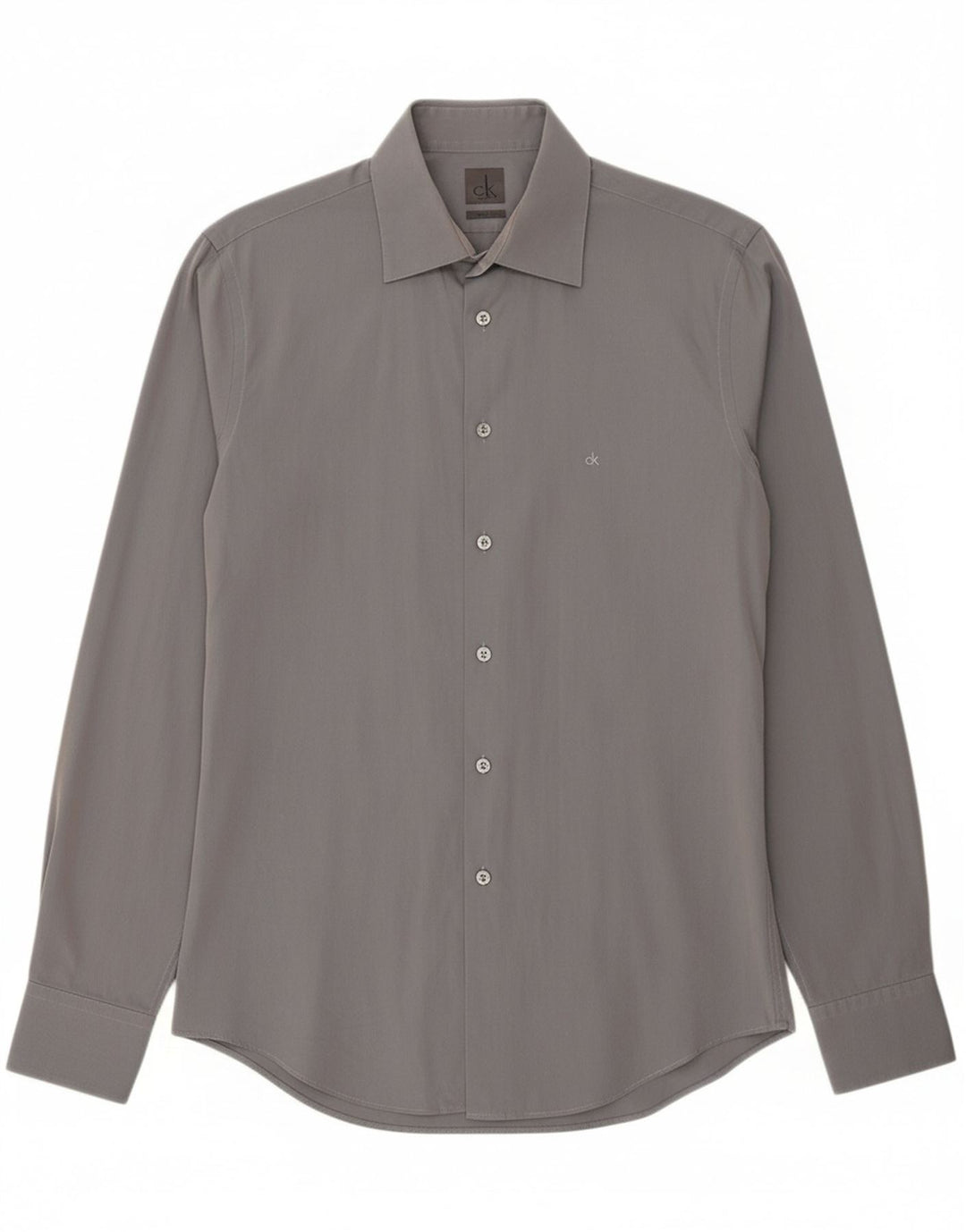 CALVIN KLEIN Mens Slim Fit Shirt Size 40 15 3/4 Medium Grey Cotton Vintage Calvin Klein and Second-Hand Calvin Klein from Messina Hembry 