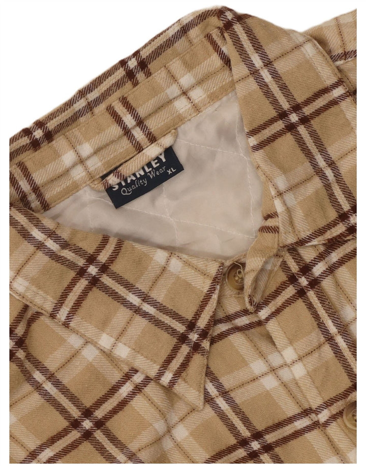 Stanley Mens Lumberjack Flannel Shirt XL Beige Check