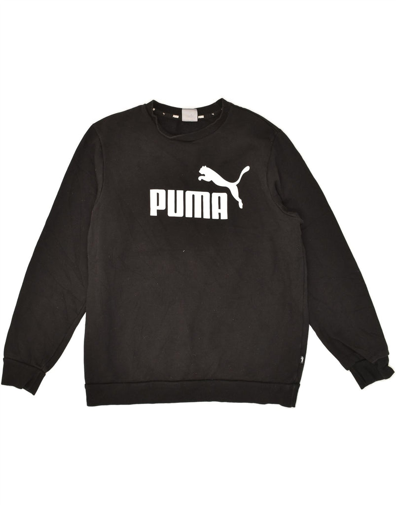 PUMA Mens Graphic Sweatshirt Jumper Large Black | Vintage Puma | Thrift | Second-Hand Puma | Used Clothing | Messina Hembry 