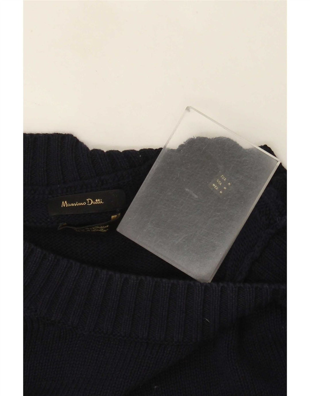 Massimo Dutti Mens Crew Neck Jumper Sweater Medium Navy Blue