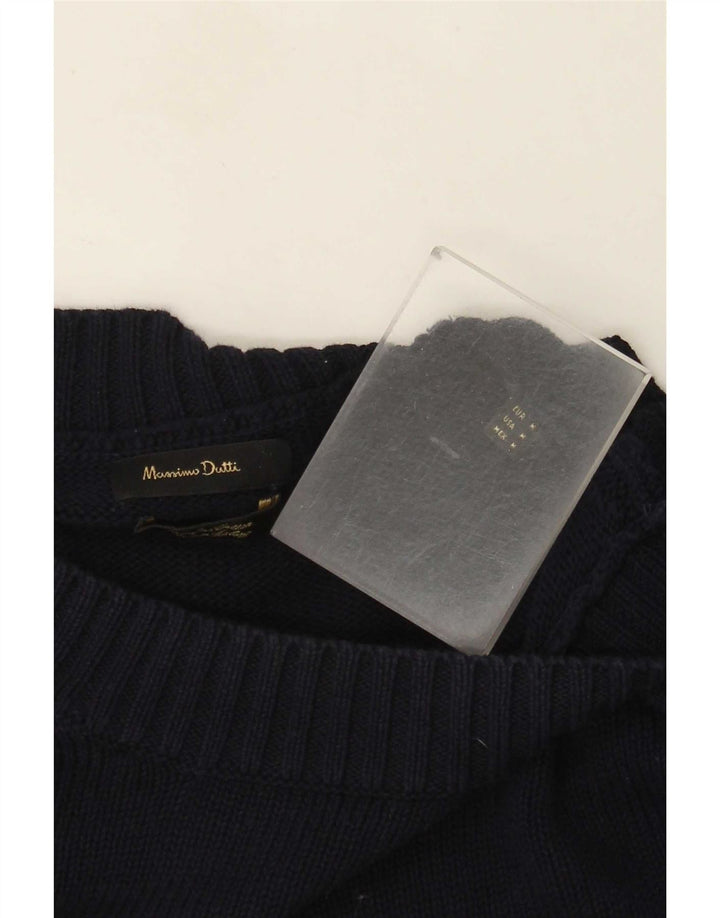 Massimo Dutti Mens Crew Neck Jumper Sweater Medium Navy Blue