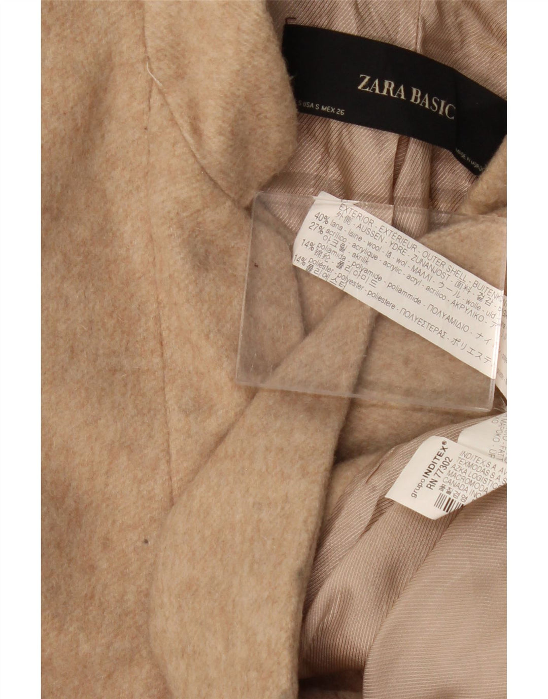 Zara Womens Overcoat UK 10 Small Beige Wool
