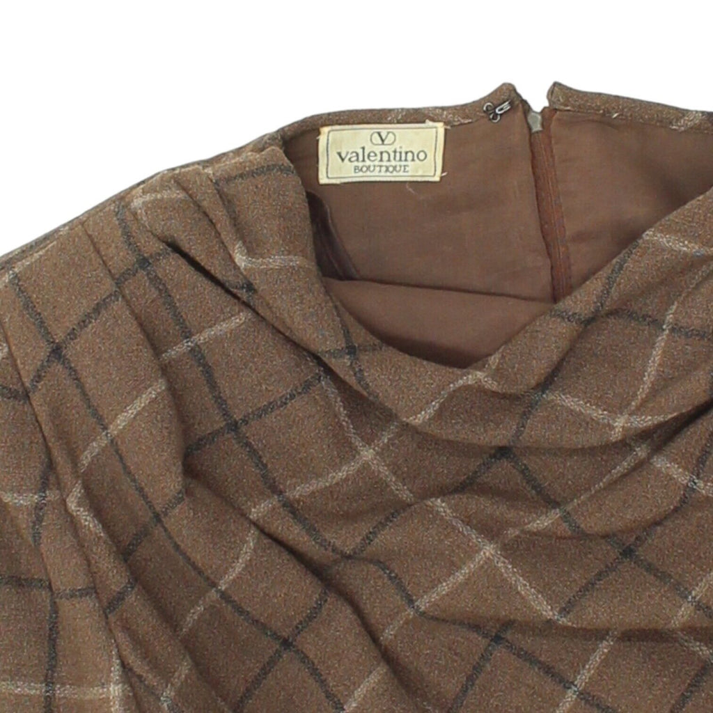 Valentino Womens Brown Long Sleeve Check Dress | Vintage High End Designer VTG | Vintage Messina Hembry | Thrift | Second-Hand Messina Hembry | Used Clothing | Messina Hembry 