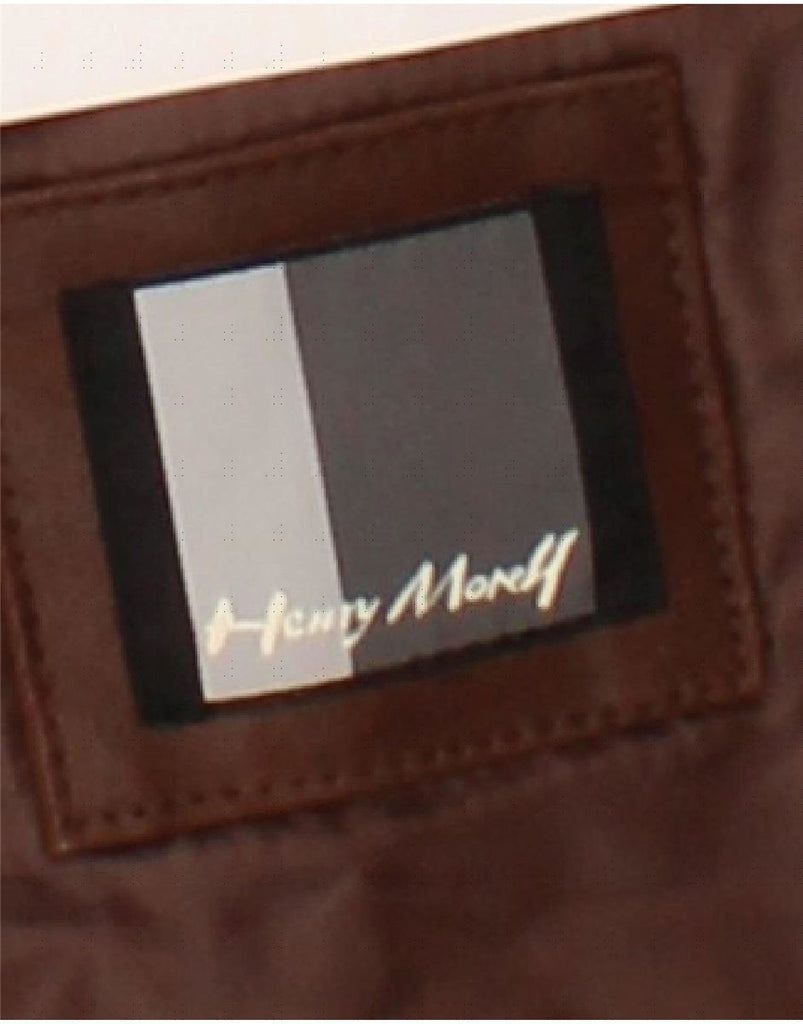 HENRY MORELL Mens Bomber Jacket IT 46 Small Brown Colourblock Leather Vintage Henry Morell and Second-Hand Henry Morell from Messina Hembry 