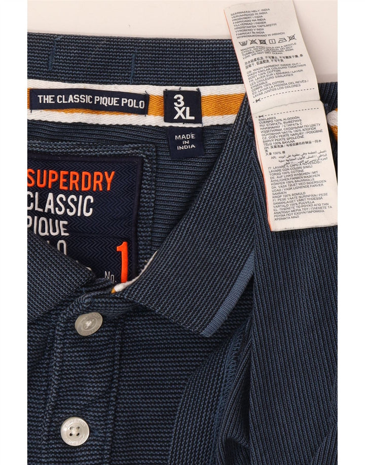 SUPERDRY Mens The Classic Polo Graphic Polo Shirt 3XL Navy Blue Pinstripe