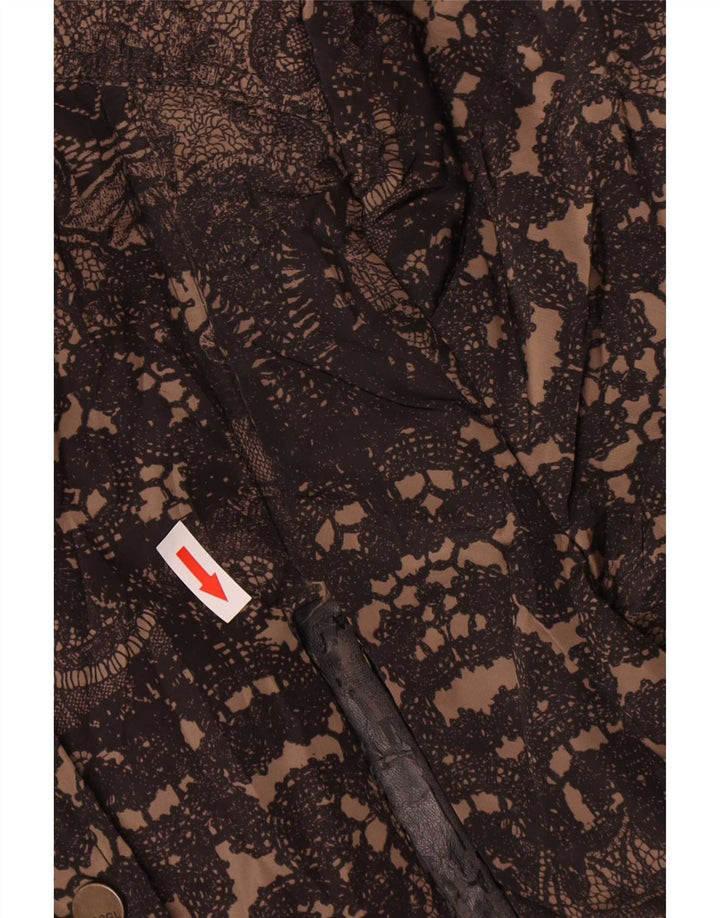 Desigual Womens Graphic Padded Jacket EU 38 Medium Brown Paisley Polyester