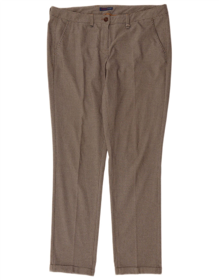 Trussardi Womens Straight Suit Trousers IT 44 Medium W34 L30 Brown Check