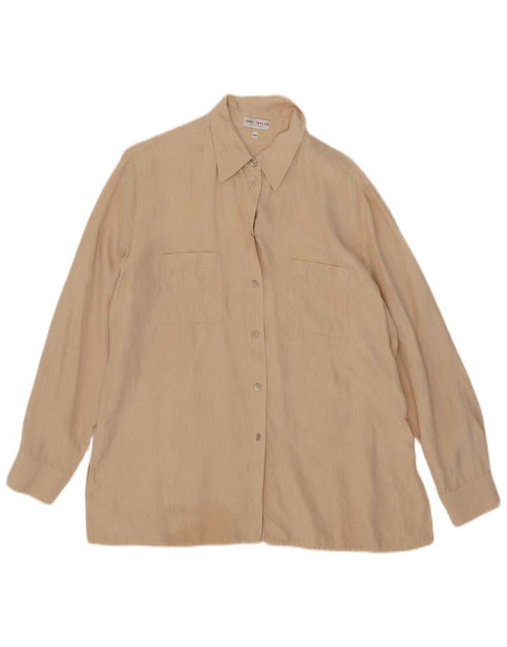 Vintage Womens Shirt Blouse IT 48 XL Beige Silk