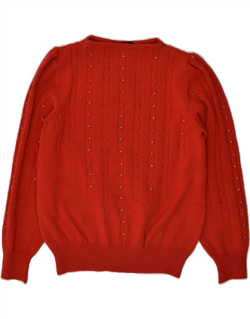 VINTAGE Womens Boat Neck Jumper Sweater UK 14 Large Red | Vintage Vintage | Thrift | Second-Hand Vintage | Used Clothing | Messina Hembry 