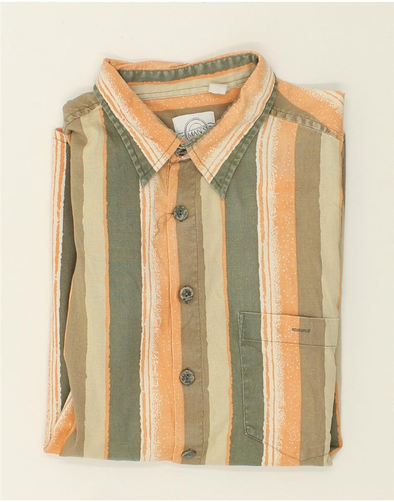 VINTAGE Mens Shirt XL Multicoloured Striped Cotton | Vintage Vintage | Thrift | Second-Hand Vintage | Used Clothing | Messina Hembry 