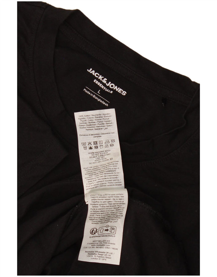 Jack & Jones Mens T-Shirt Top Large Black Cotton