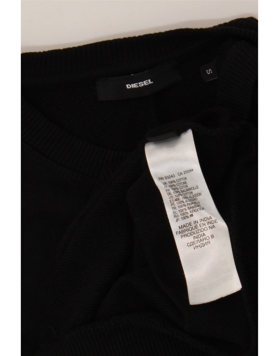 DIESEL Womens Graphic Sweatshirt Jumper UK 10 Small Black Cotton