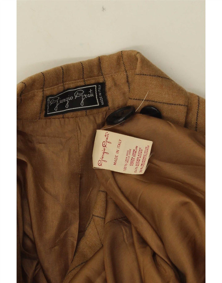 Giorgio Grati Womens Blazer Jacket UK 14 Medium Brown Striped