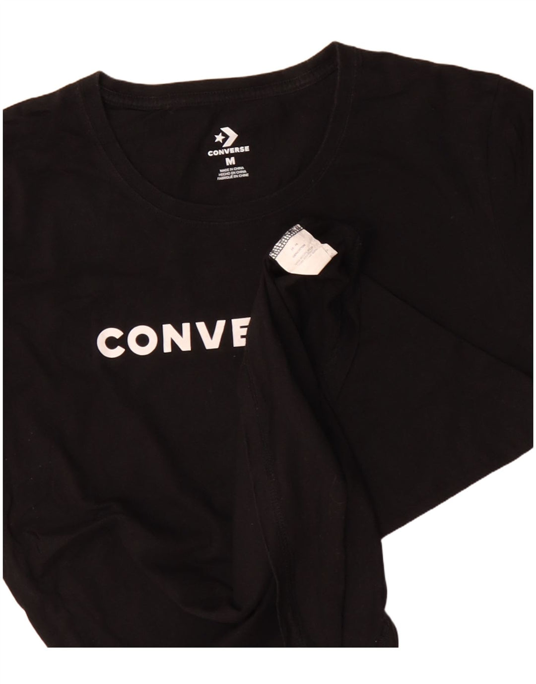 CONVERSE Womens Graphic T-Shirt Top UK 14 Medium Black Cotton