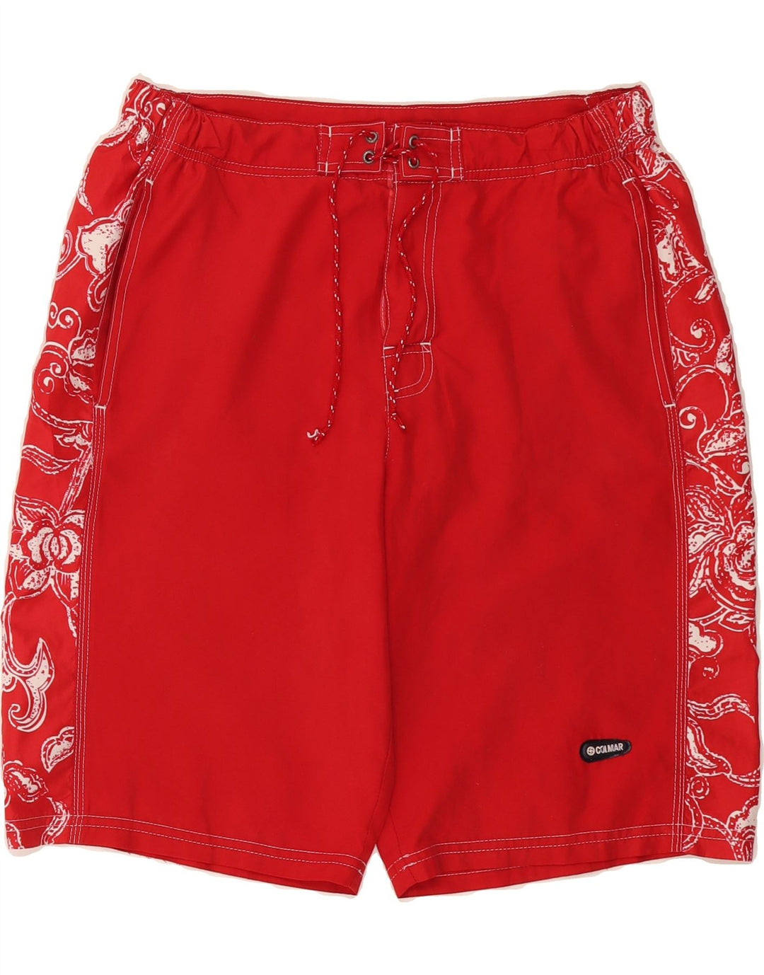COLMAR Mens Swimming Shorts IT 50 Large W30  Red Floral Polyester Vintage Colmar and Second-Hand Colmar from Messina Hembry 