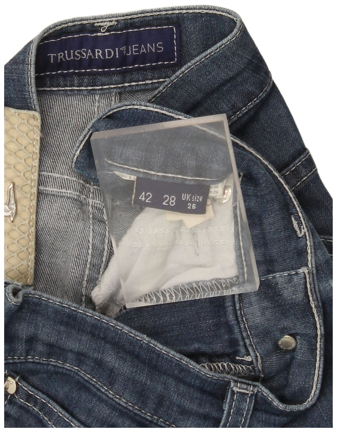 TRUSSARDI Womens Straight Jeans W26 L30 Blue Cotton