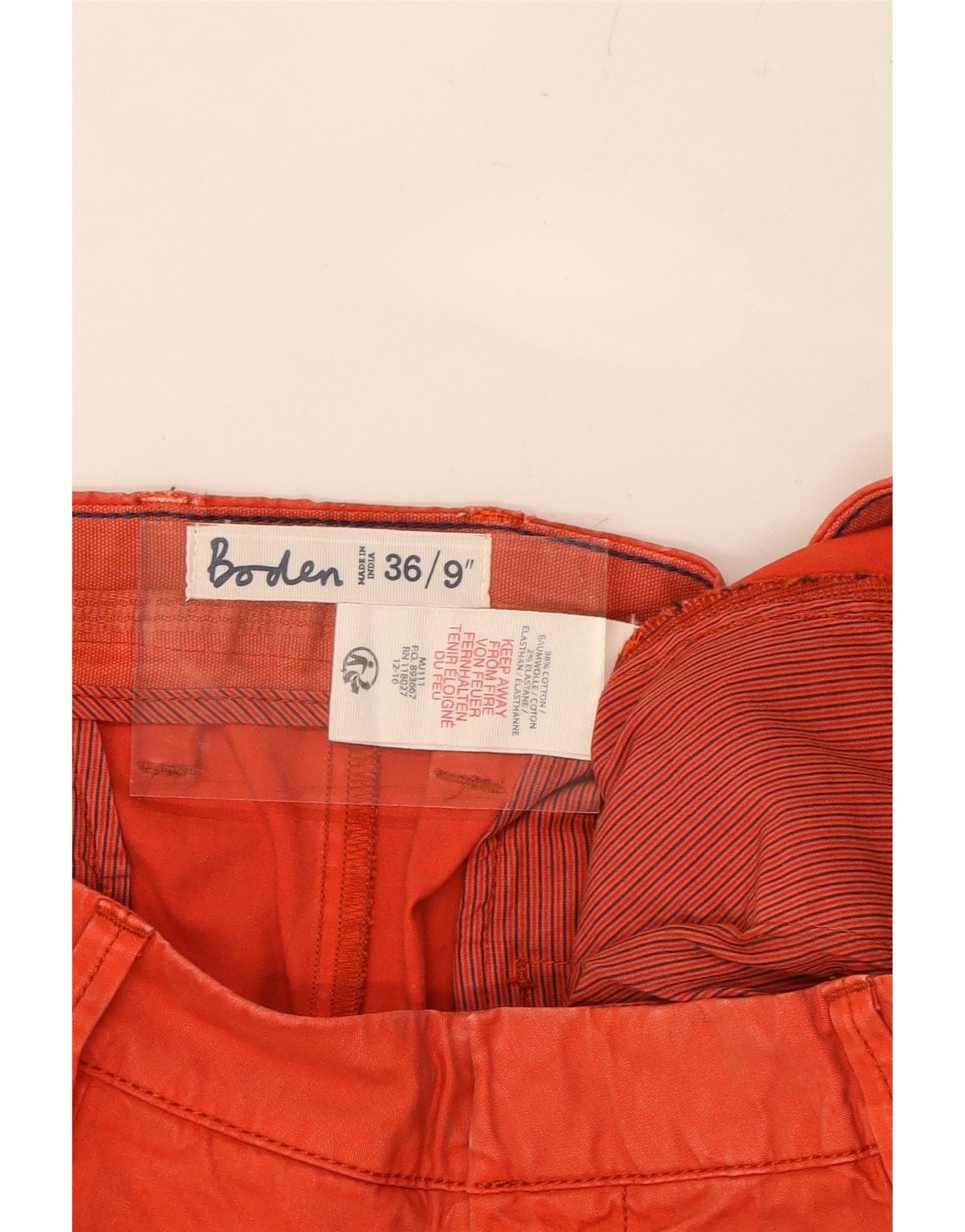 BODEN Mens Chino Shorts W36 Large Orange Cotton Vintage Second