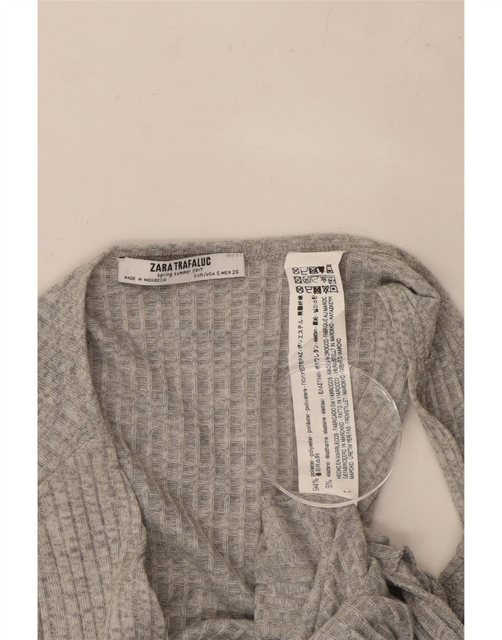 Zara Womens Sleeveless Knit Jumpsuit UK 8 Small  Grey Striped Polyester