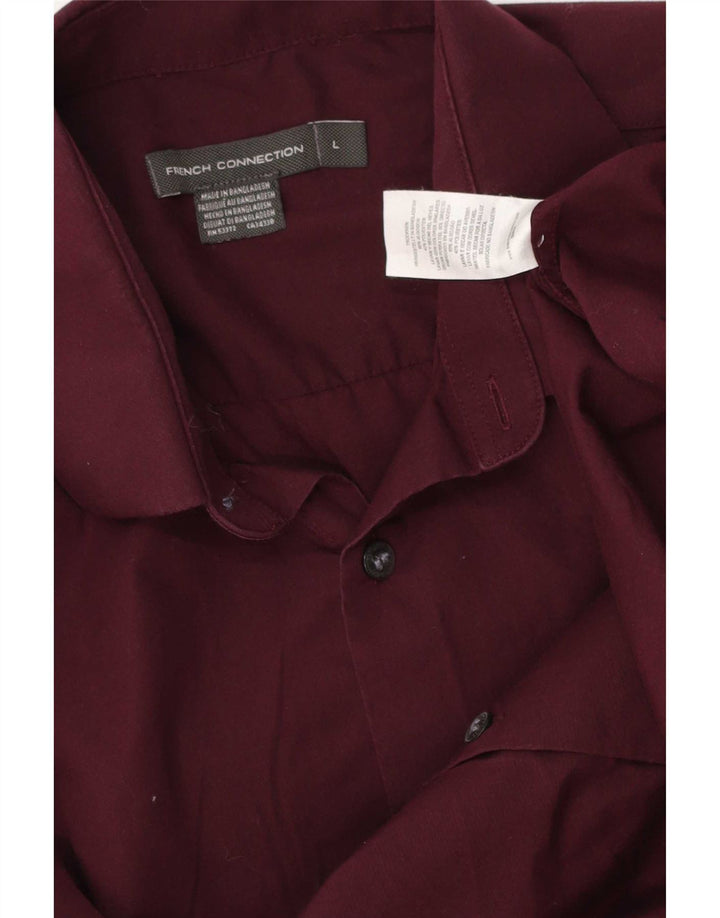 French Connection Mens Shirt Large Burgundy Cotton