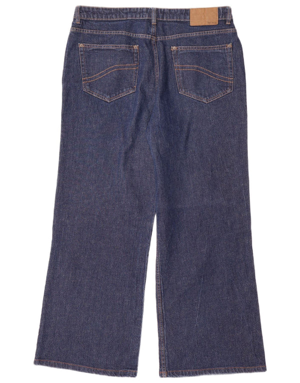 Fat Face Womens Wide Leg Jeans UK 14 Large W34 L28 Navy Blue Cotton