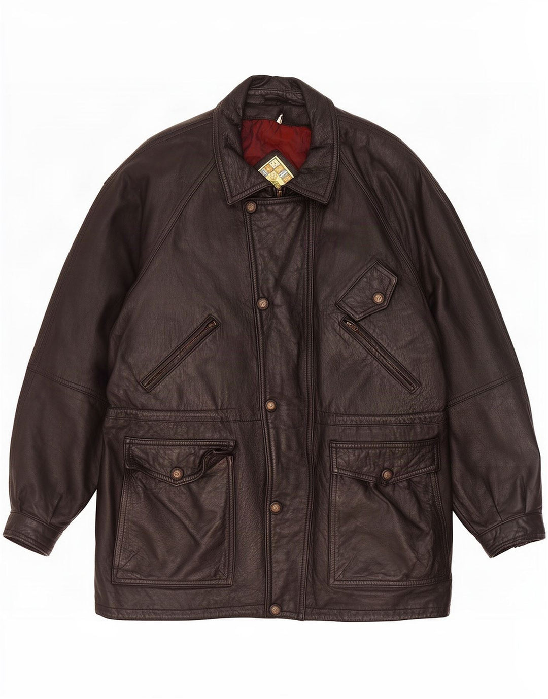 Paco Calvari Mens Leather Jacket IT 54 2XL Black